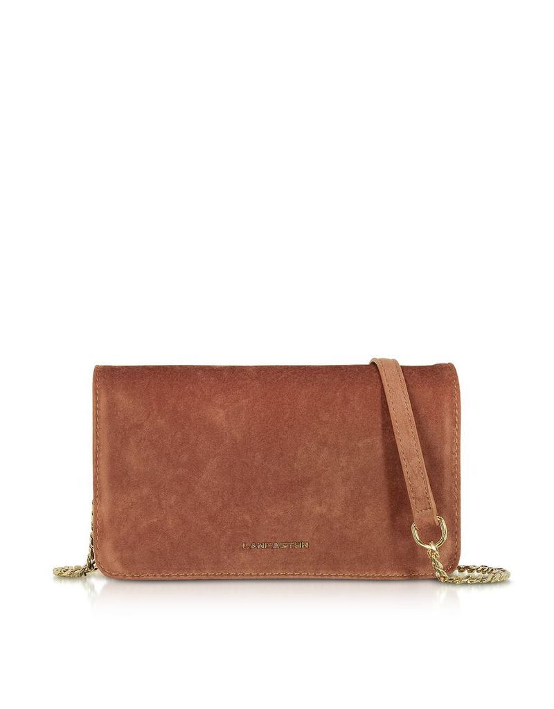 Lancaster Paris Designer Handbags, Velvet Flap Clutch w/Strap