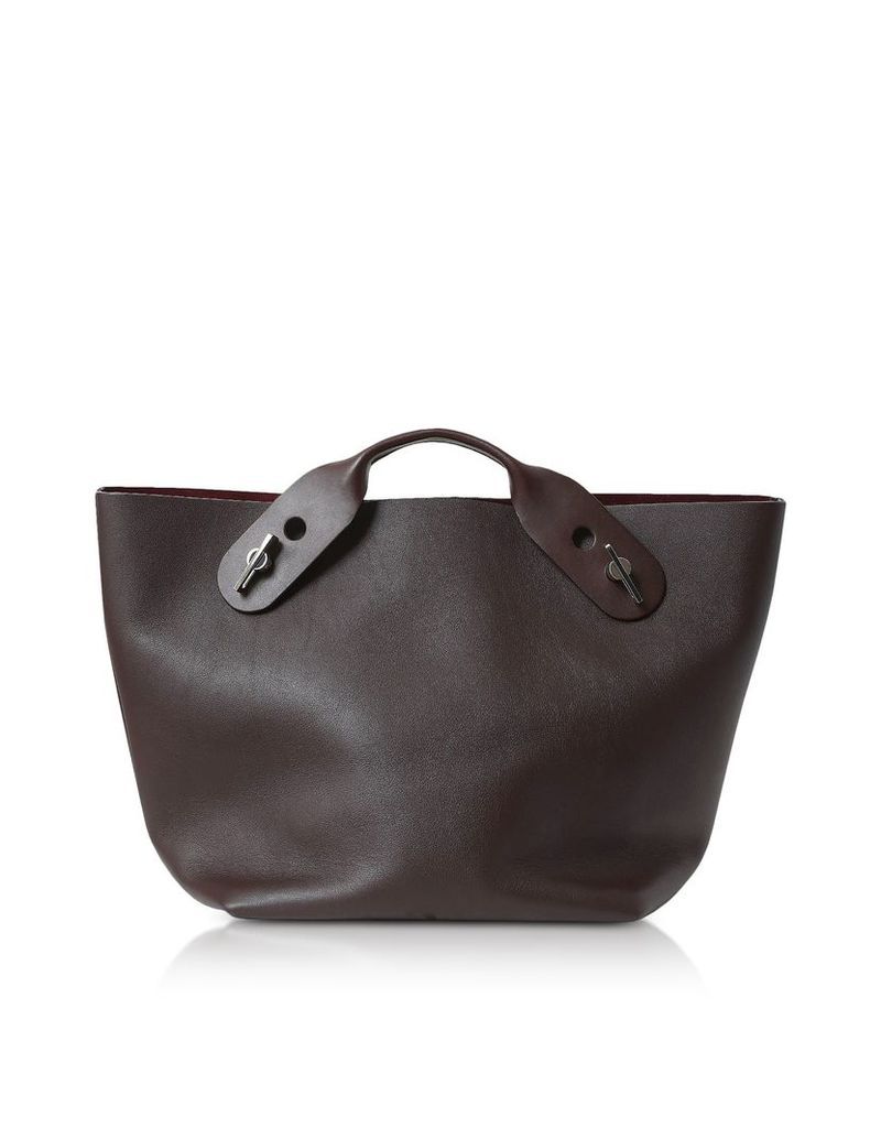 Sophie Hulme Designer Handbags, Oxblood Soft Leather Bolt Tote