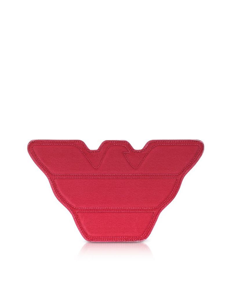 Emporio Armani Designer Handbags, Red Velvet and Black Leather Eagle Clutch
