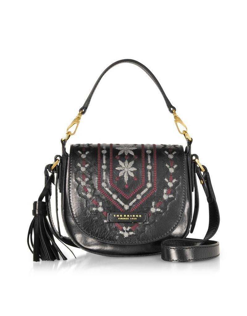 Designer Handbags, Fiesole Embroidered Leather Shoulder Bag