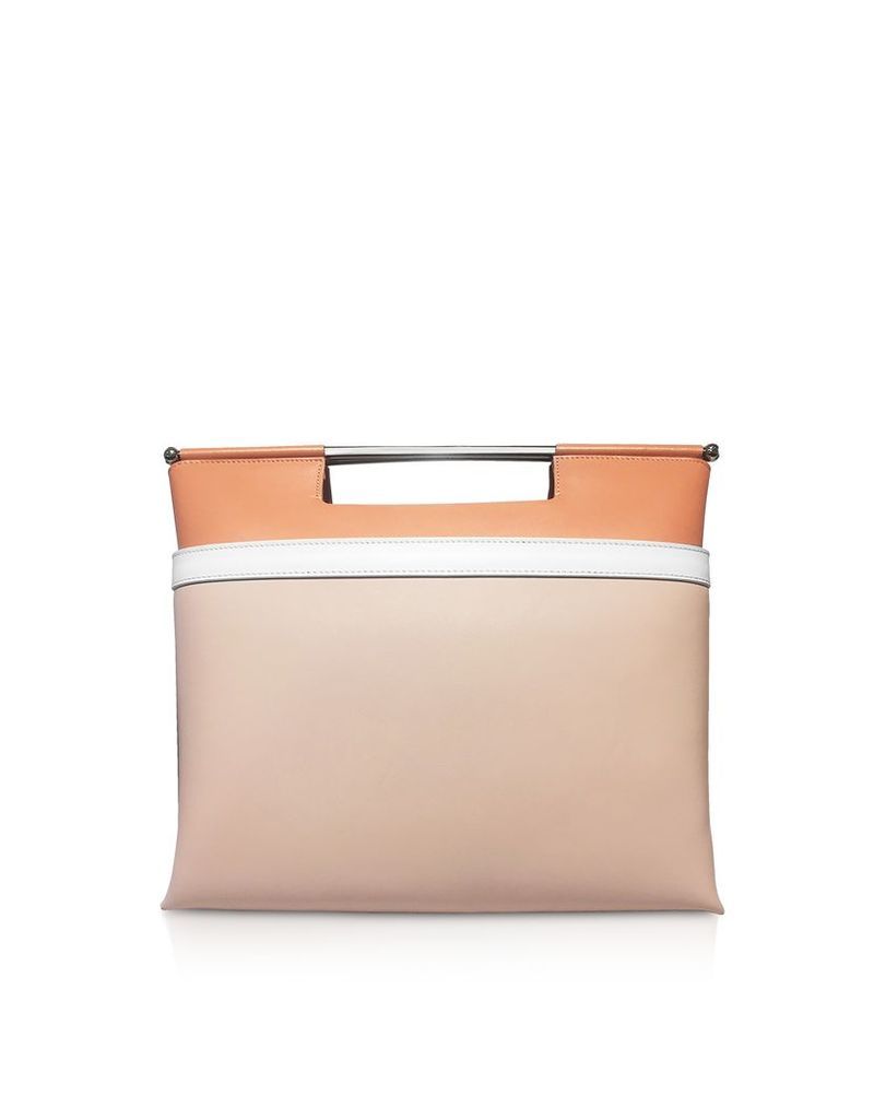 Delpozo Designer Handbags, Color Block Leather Mid Gret Tote Bag