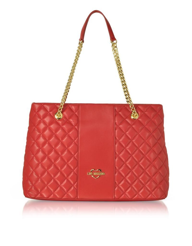Love Moschino Designer Handbags, Quilted Eco Leather Tote Bag