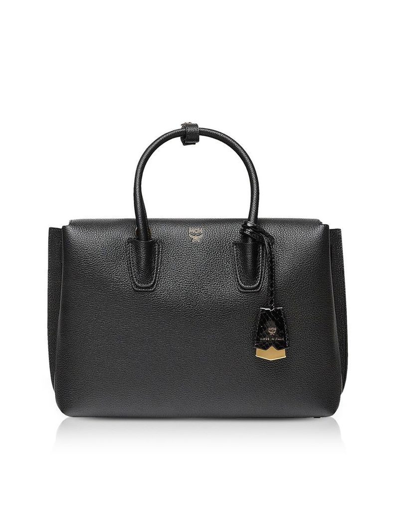 MCM Designer Handbags, Black Grained Leather Milla Medium Tote