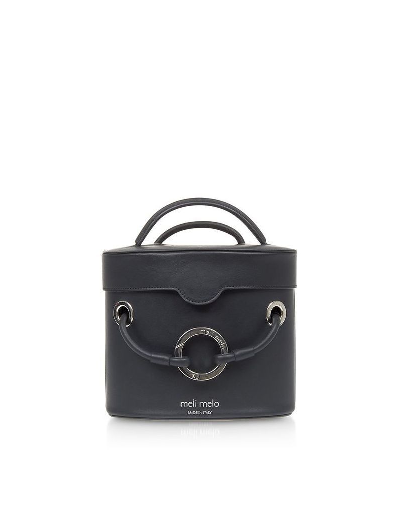 Meli Melo Designer Handbags, Nancy Black Leather Cylindrical Bag