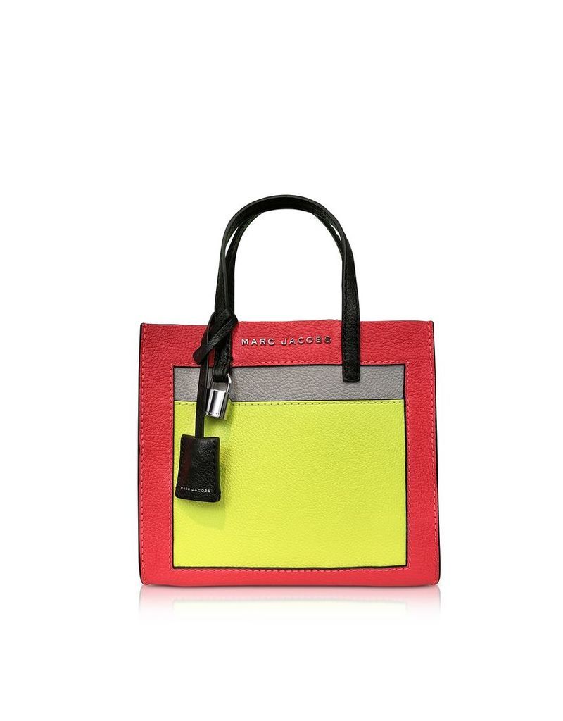 Marc Jacobs Designer Handbags, Grainy Leather The Mini Grind Colorblocked Tote Bag