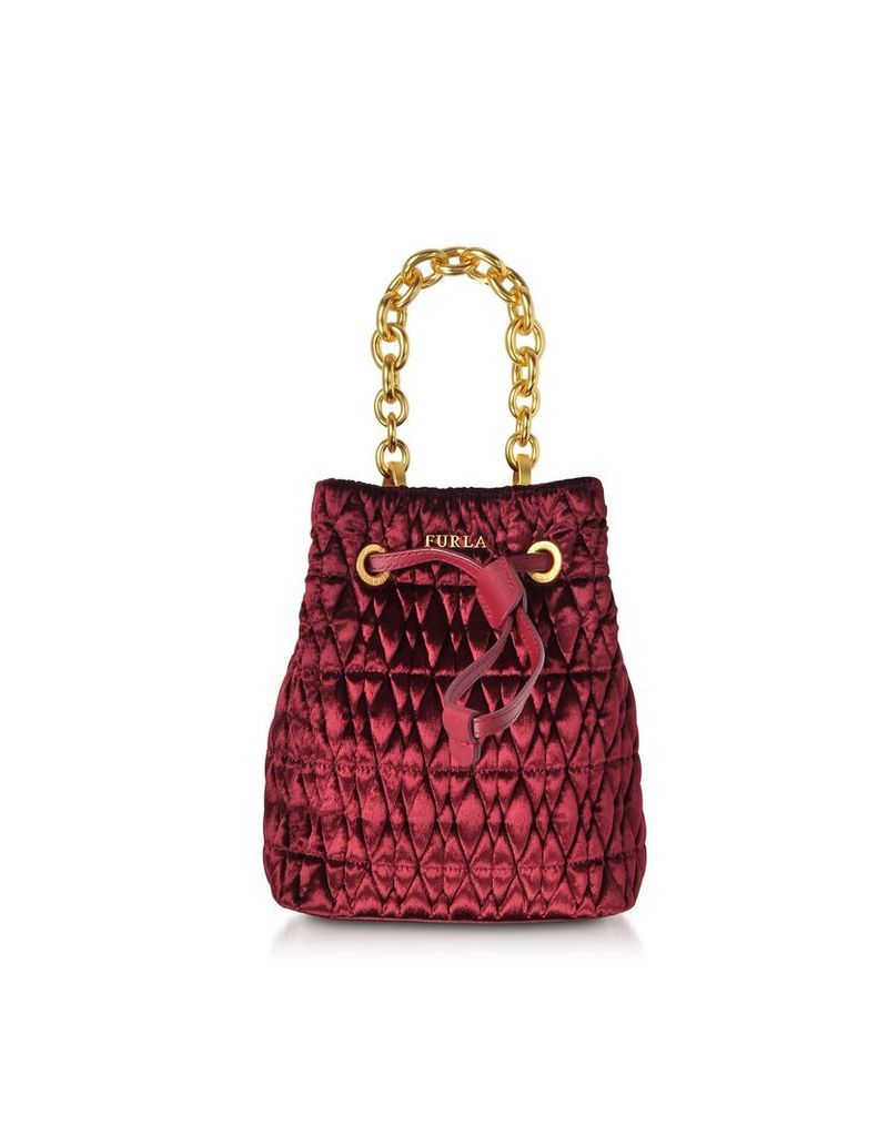 Furla Designer Handbags, Quilted Velvet Stacy Cometa Mini Drawstring Bucket Bag
