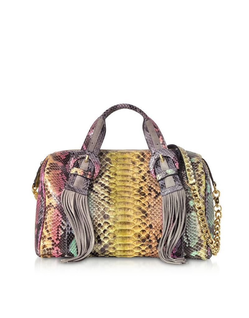 Ghibli Designer Handbags, Multicolor Python Leather Shoulder Bag