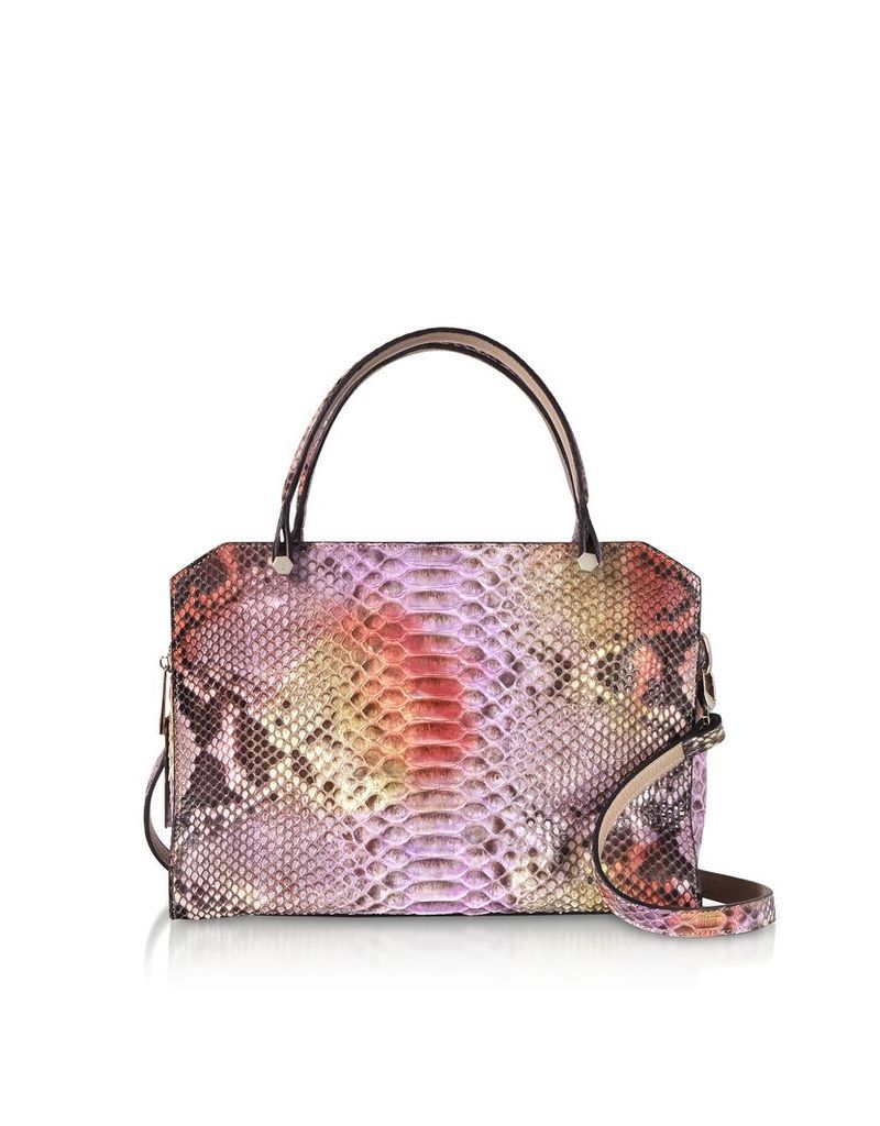Ghibli Designer Handbags, Lilac Python Square Tote Bag