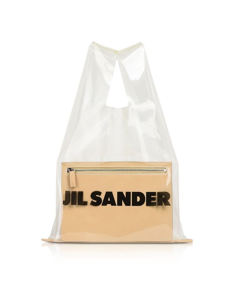 Jil Sander Designer Handbags, Medium Transparent Market Bag w/Pocket