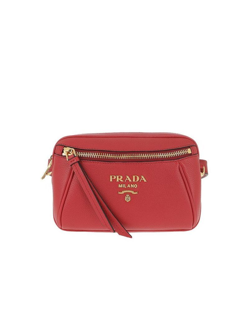 Prada Designer Handbags, Grained Leather Belt Bag Rosso