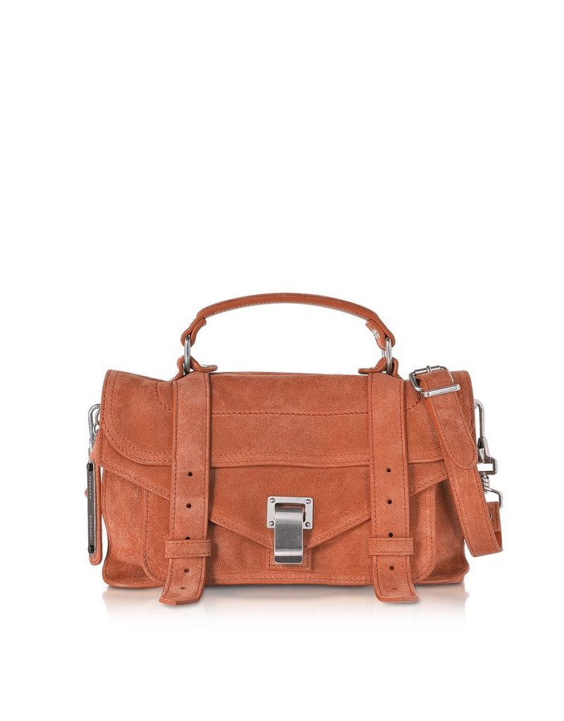 Proenza Schouler Designer Handbags, PS1 Tiny Fawn Suede Satchel Bag