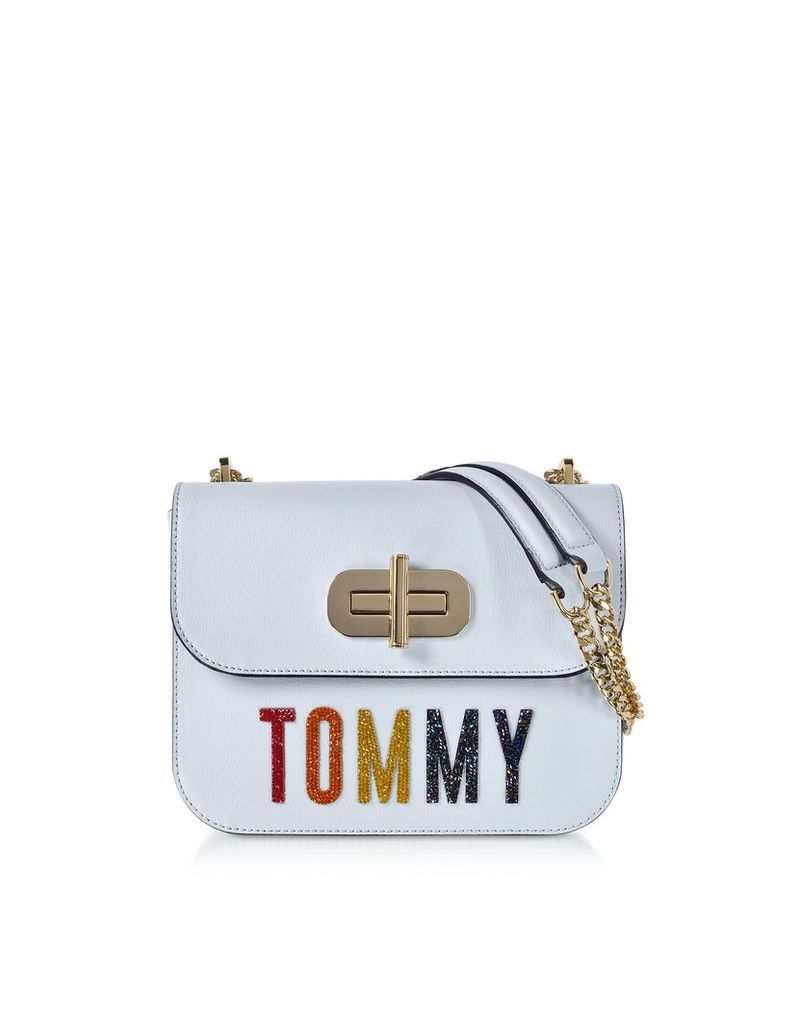 Tommy Hilfiger Designer Handbags, Light Blue Turn-Lock Crossover Bag w/Crystals