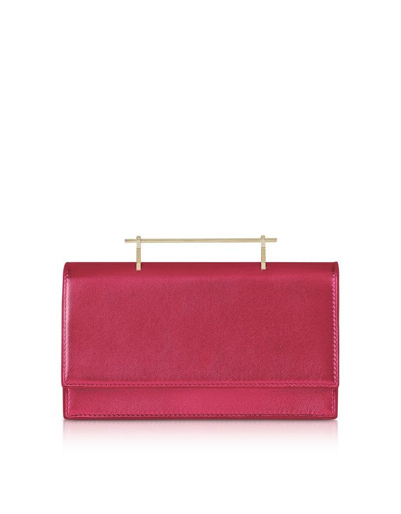 M2Malletier Designer Handbags, Alexia Metallic Hot Pink Leather Shoulder Bag