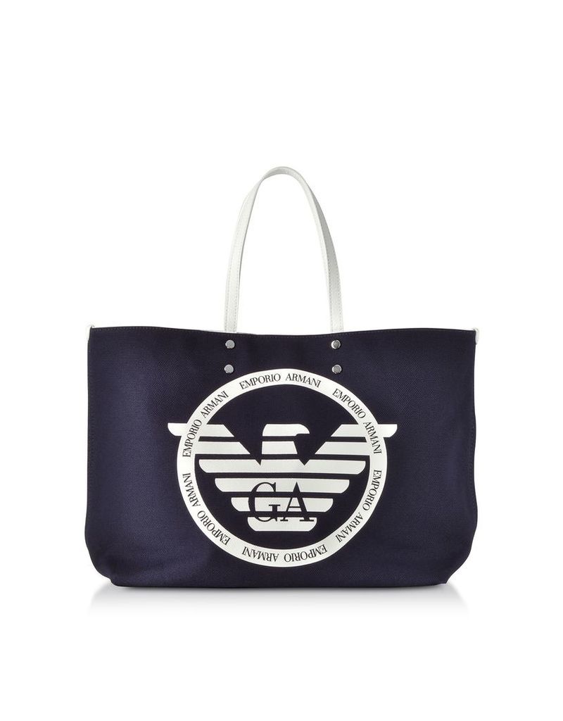 Emporio Armani Designer Handbags, Signature Canvas Medium Shopping Bag