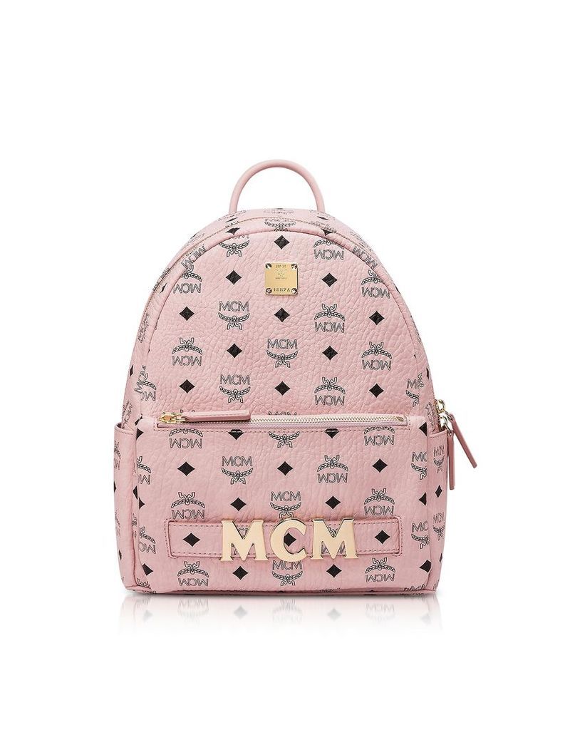 MCM Designer Handbags, Pink Visetos Trilogie Stark Backpack