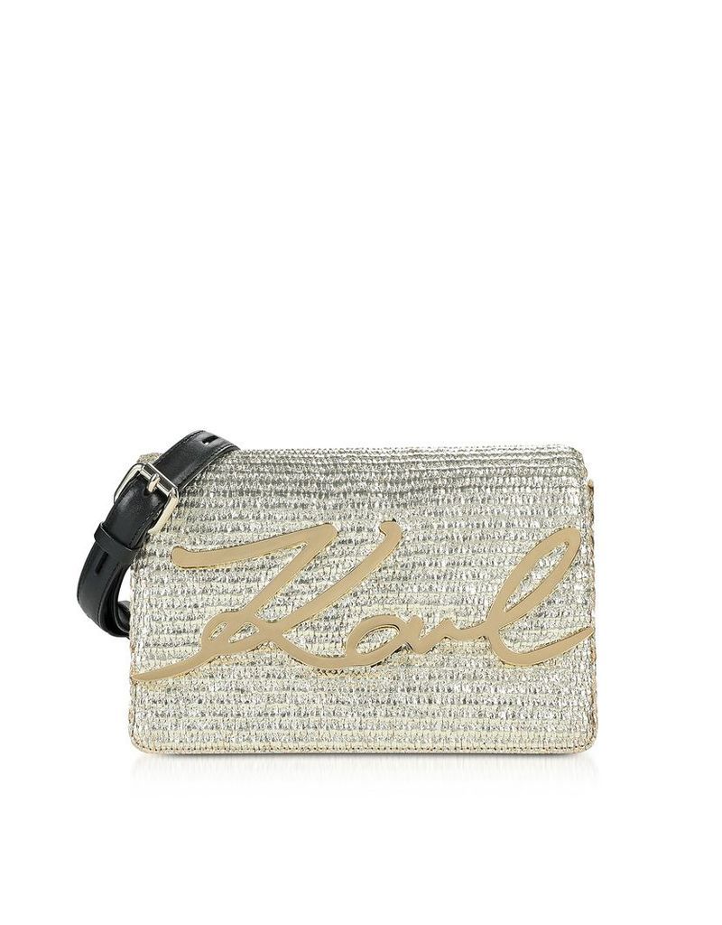 Karl Lagerfeld Designer Handbags, K/Signature Raffia Shoulder Bag