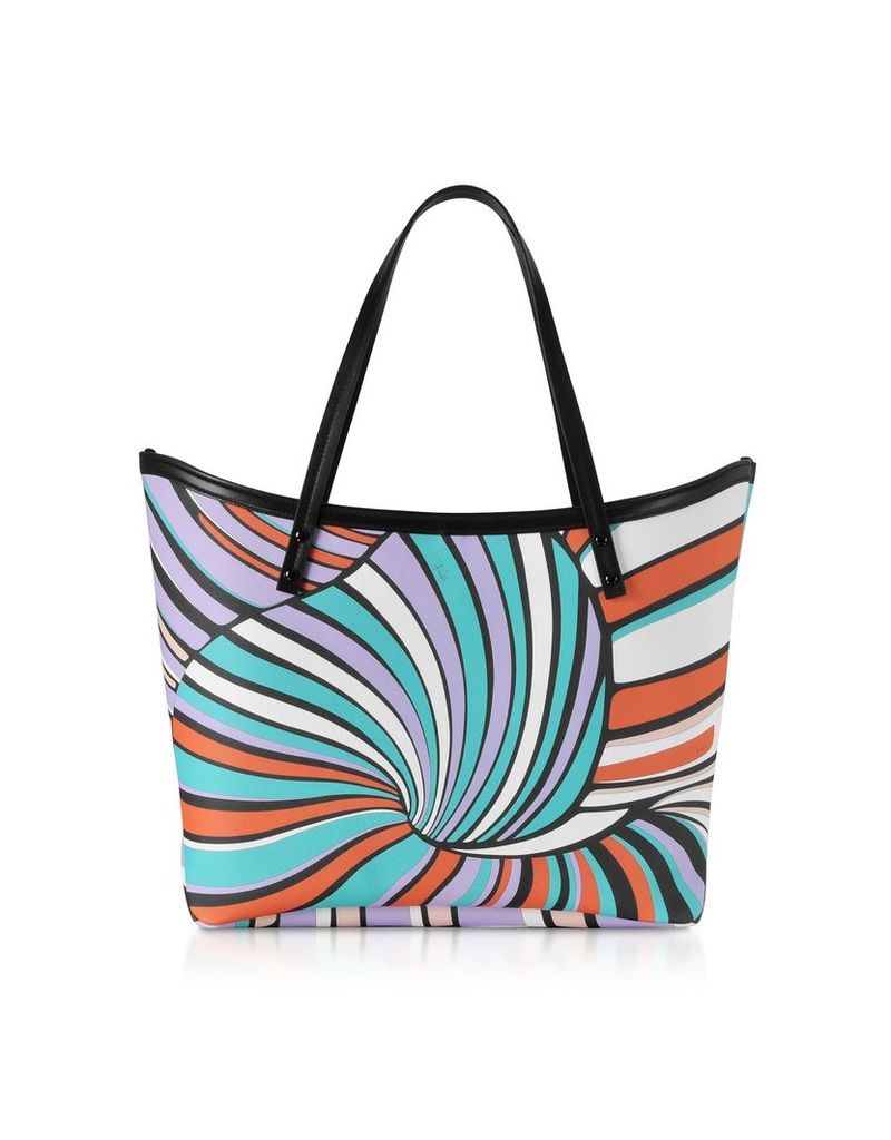 Emilio Pucci Designer Handbags, Lilac and Aqua Tote Bag w/Pouch