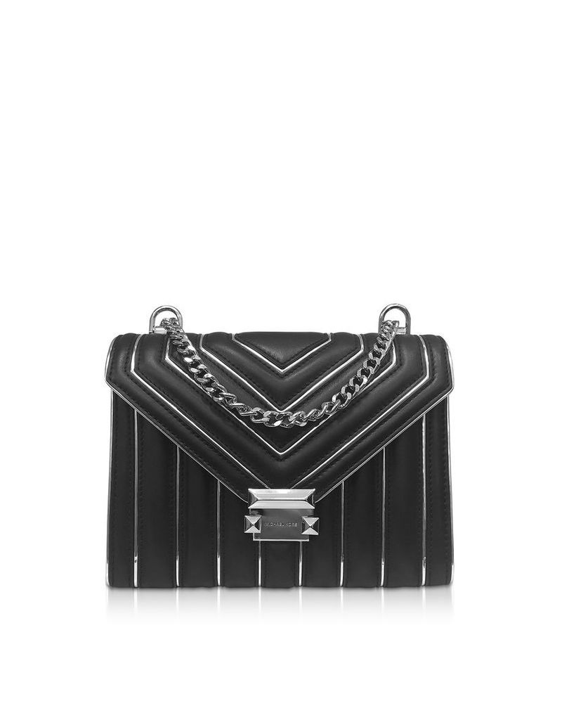Michael Kors Designer Handbags, Black & Silver Whitney Large Quilted leather Shoulder Bag