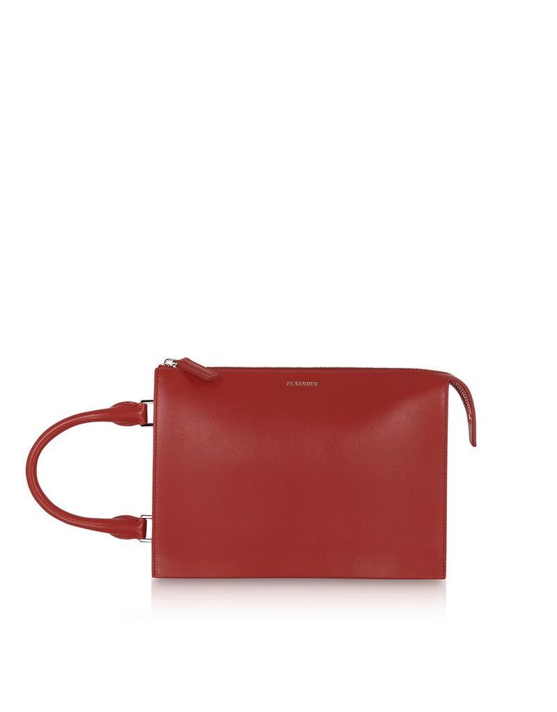 Jil Sander Designer Handbags, Tootie Small Dark Red Leather Clutch