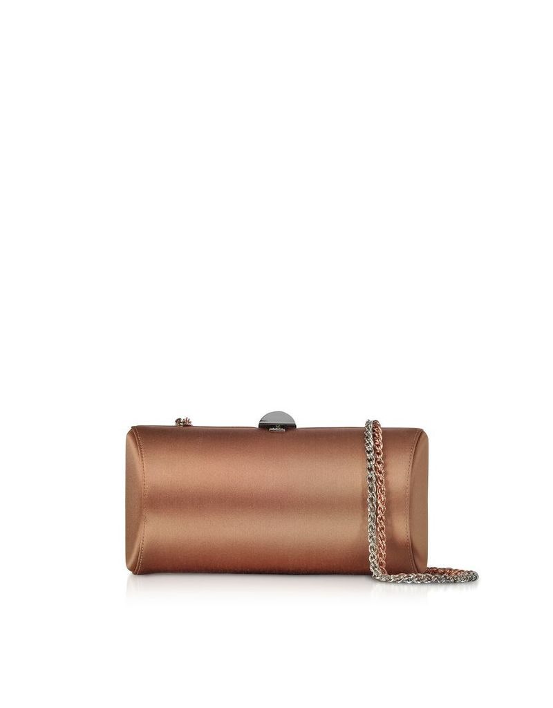 Rodo Designer Handbags, Bronze Satin Clutch