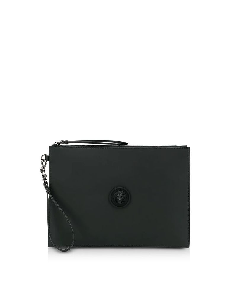 Versace Versus Designer Handbags, Black Gommato Leather Pouch