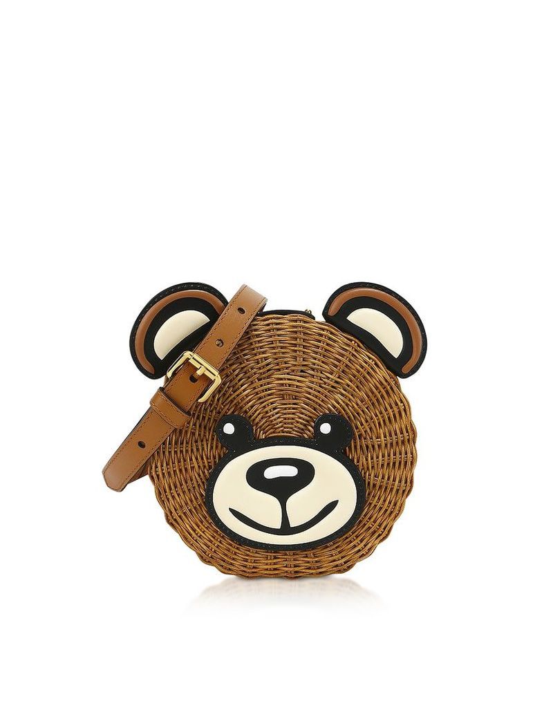 Moschino Designer Handbags, Teddy Bear Wicker Shoulder Bag