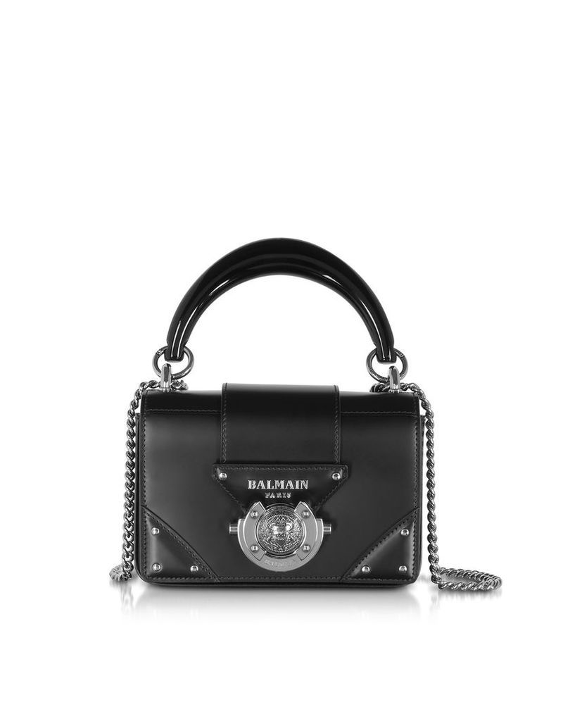 Balmain Designer Handbags, Leather Top Handle Mini Bag
