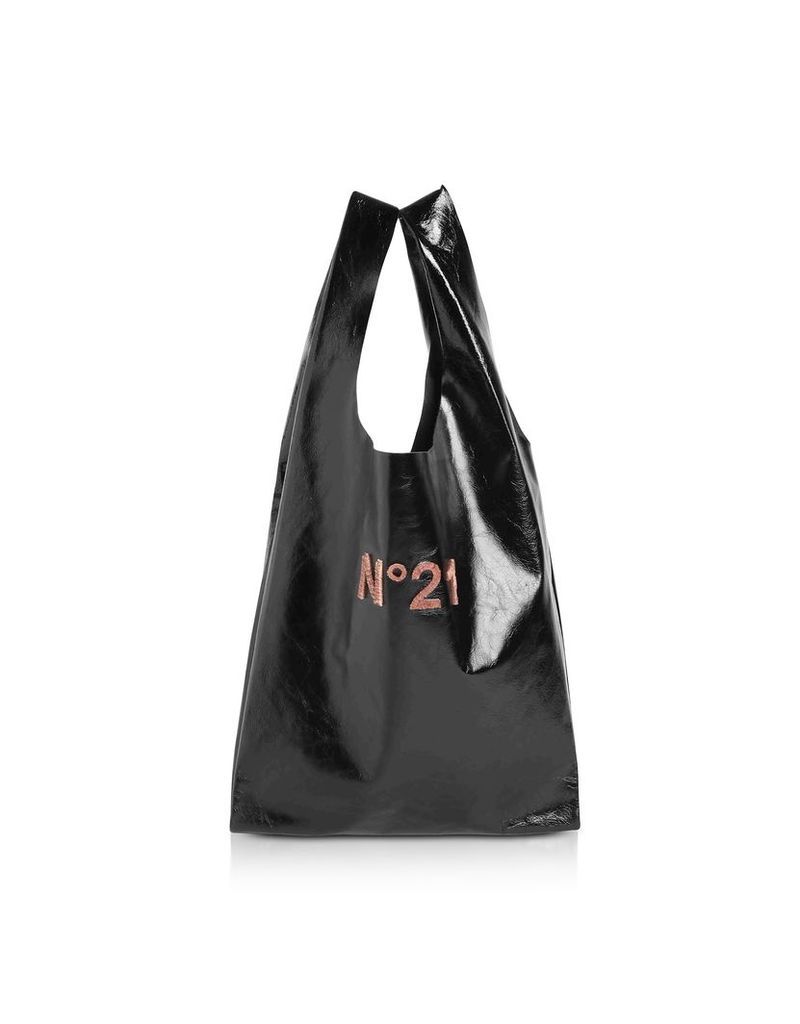 N°21 Designer Handbags, Black Logo Shopper Bag