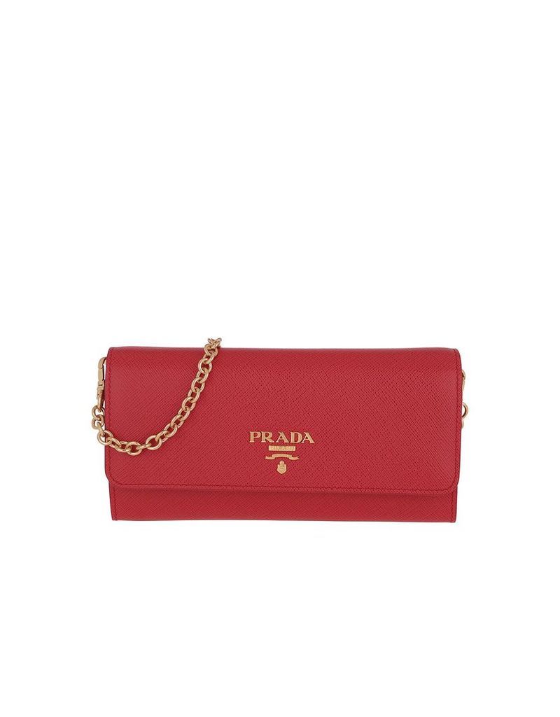 Prada Designer Handbags, Logo Plaque Mini Bag Fuoco