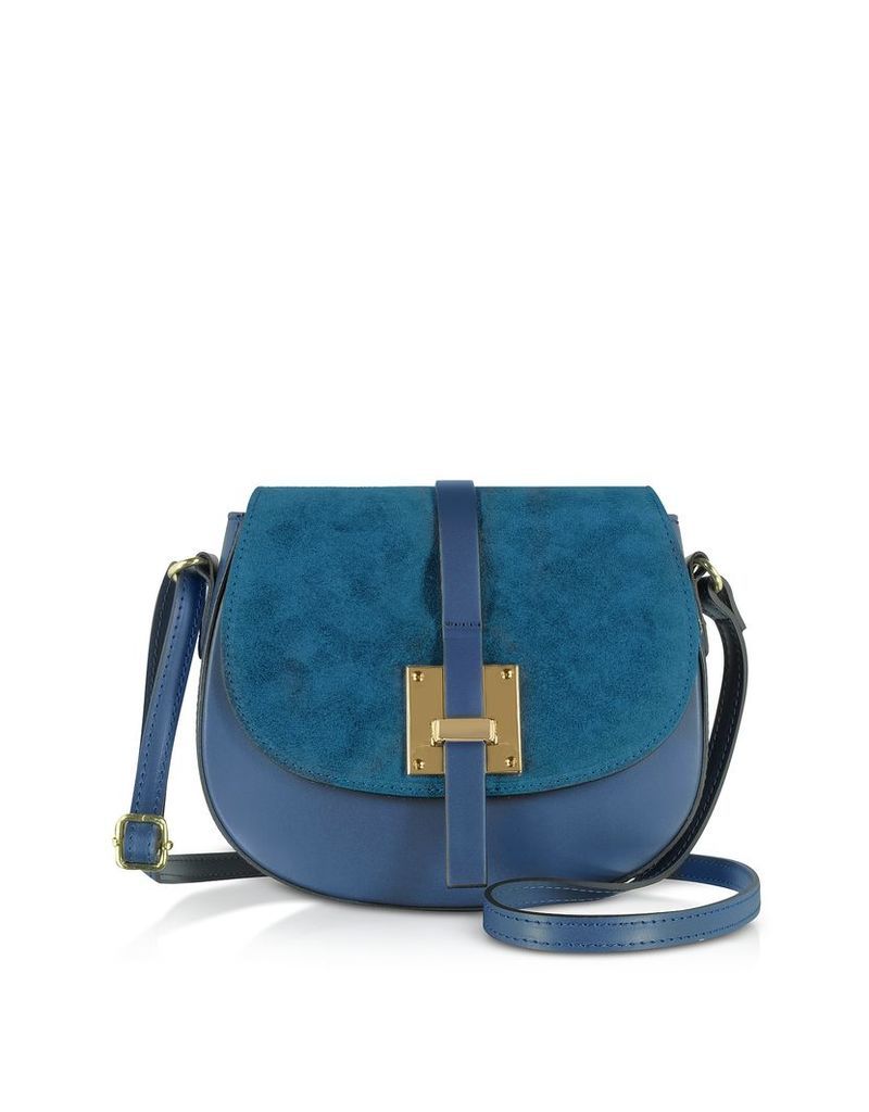 Designer Handbags, Pollia Leather and Suede Shoulder Bag