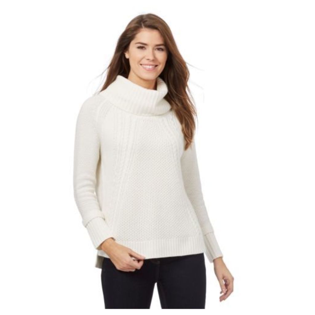 J By Jasper Conran Womens White Chunky Knit Cowl Neck Jumper With Wool 18
