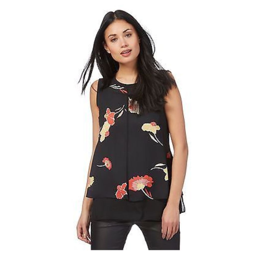 The Collection Womens Black Floral Print Layered Top From Debenhams