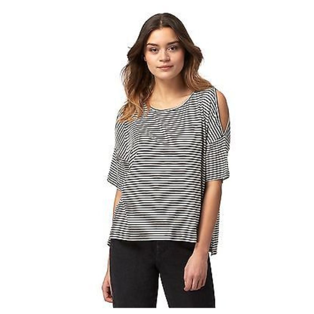 Red Herring Womens Black Striped Cold Shoulder Top From Debenhams
