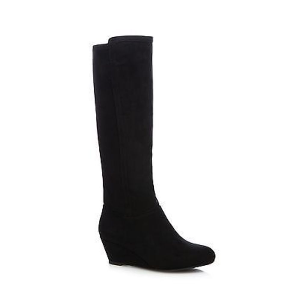 The Collection Womens Black Knee High Wedge Boots From Debenhams