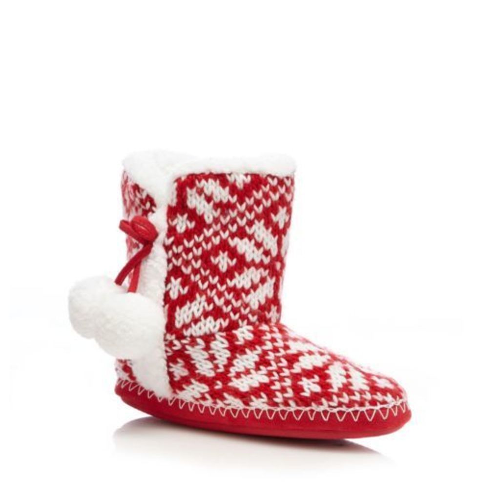 Lounge & Sleep Womens Red Fair Isle-Inspired Slipper Boots From Debenhams