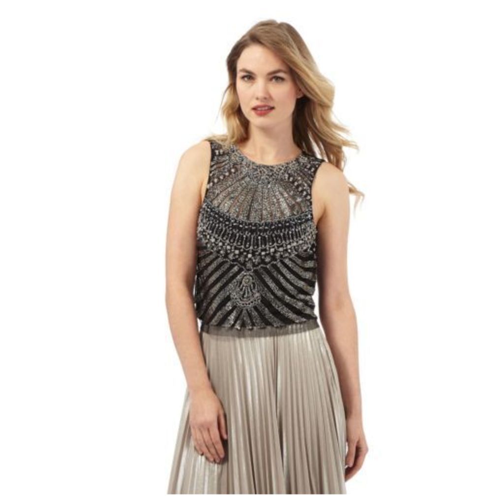 No. 1 Jenny Packham Womens Black And Silver Embellished Sleeveless Top 6