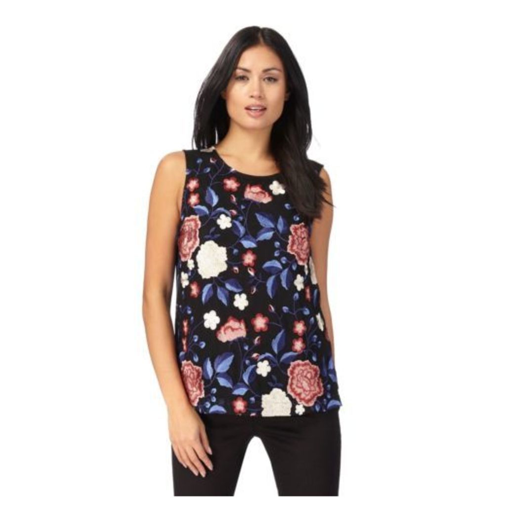 The Collection Womens Black Floral Embroidered Front Top From Debenhams 10