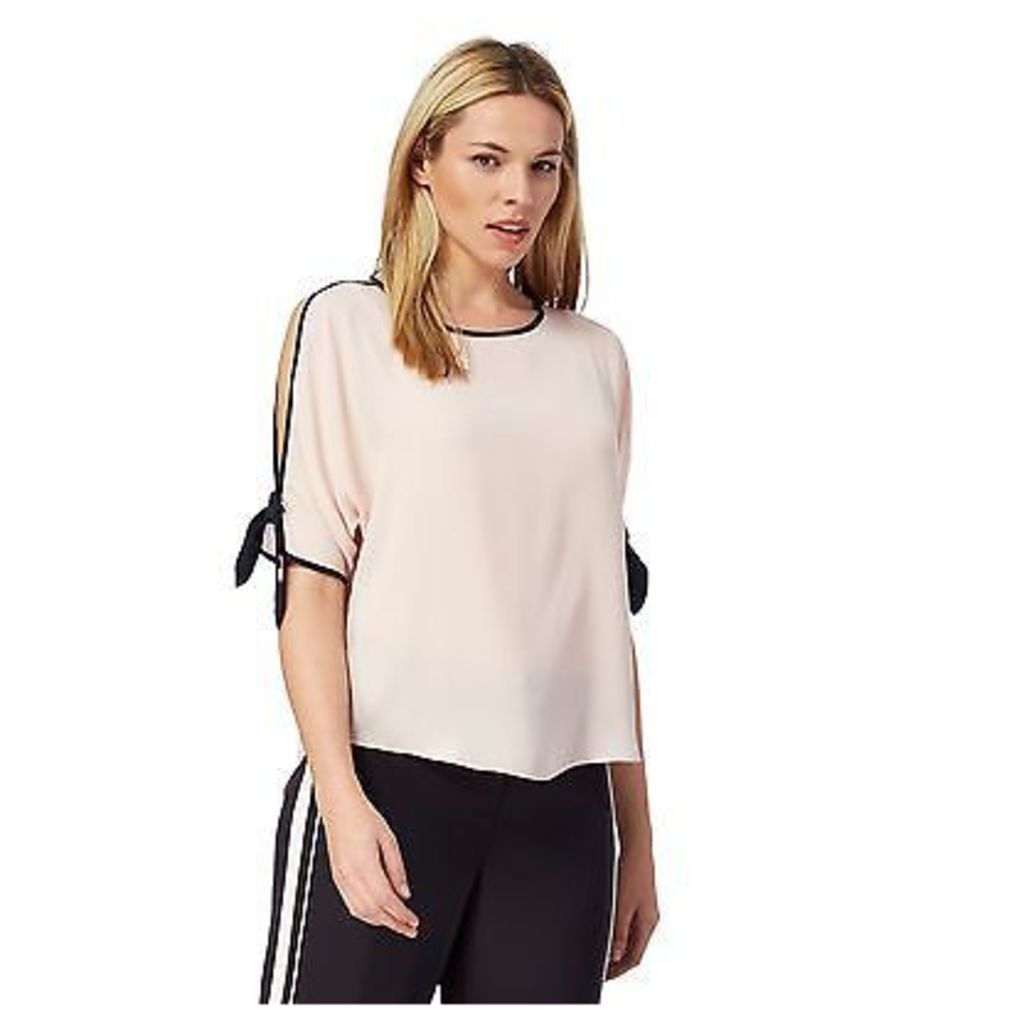 Principles By Ben De Lisi Womens Light Pink Tipped Cold Shoulder Top