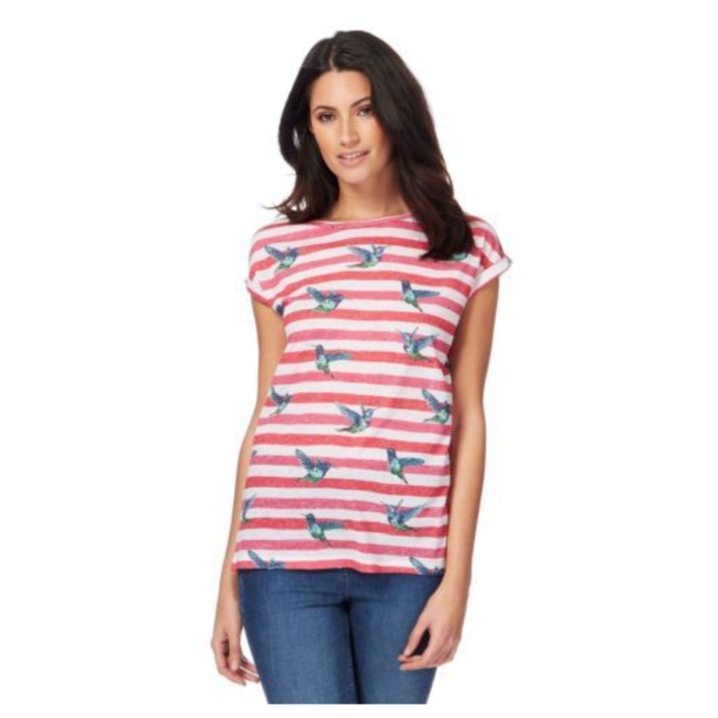 The Collection Womens Pink Striped Hummingbird Print T-Shirt With Linen 10