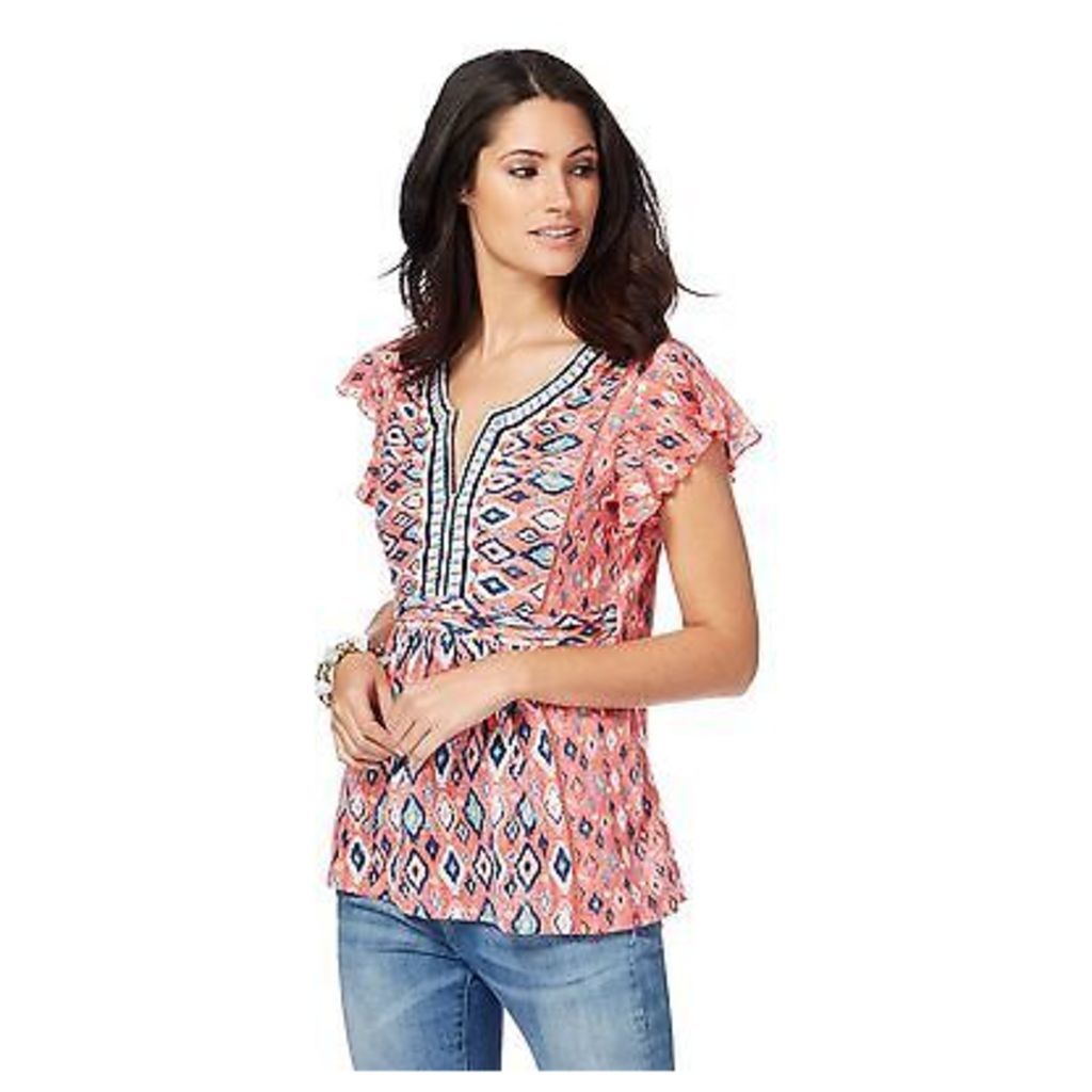 Mantaray Womens Pale Pink Aztec Embroidery Top From Debenhams