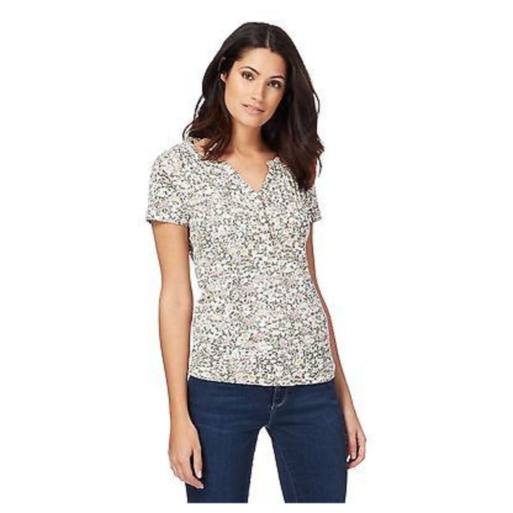 Maine New England Womens Multi-Coloured Floral Print Notch Neck Top