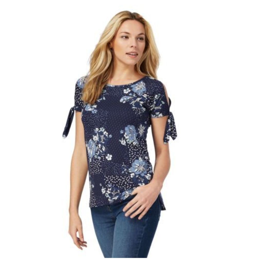 The Collection Womens Blue Floral Print Cold Shoulder Top From Debenhams 8