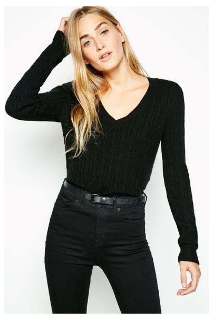 TELFORD CASHMERE V NECK JUMPER BLACK