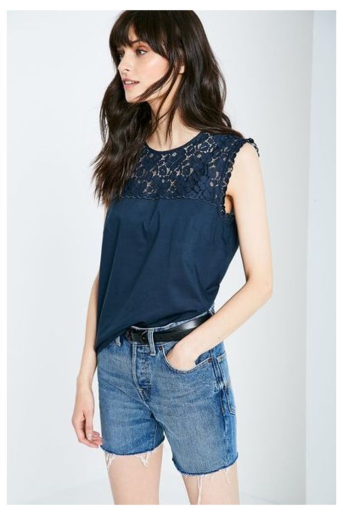 BRACKNELL LACE TOP NAVY