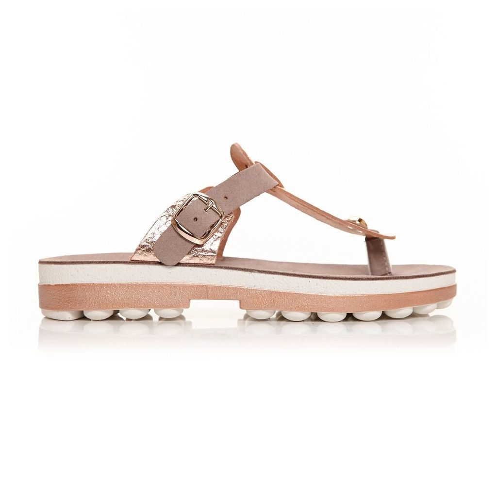 Moda in Pelle Nasca Rose Gold Low Casual Sandals