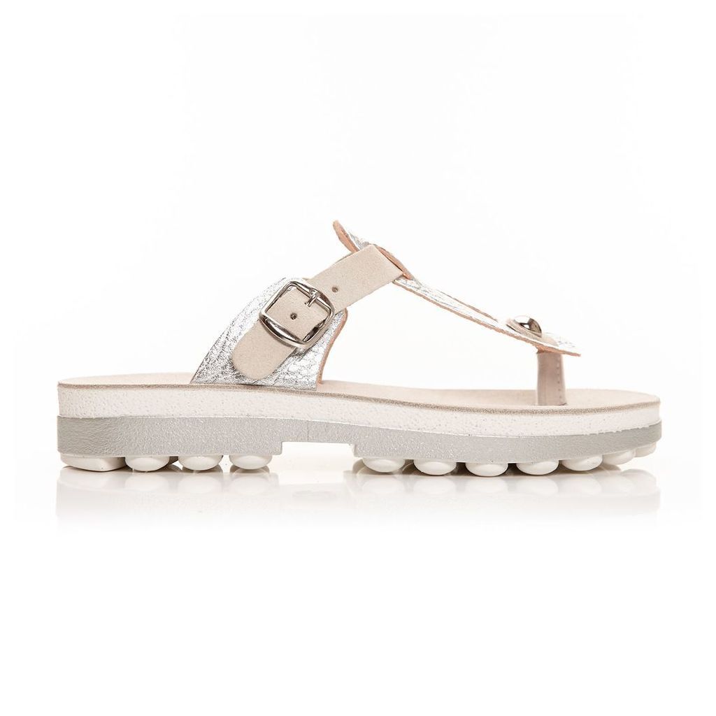 Moda in Pelle Nasca Silver Low Casual Sandals