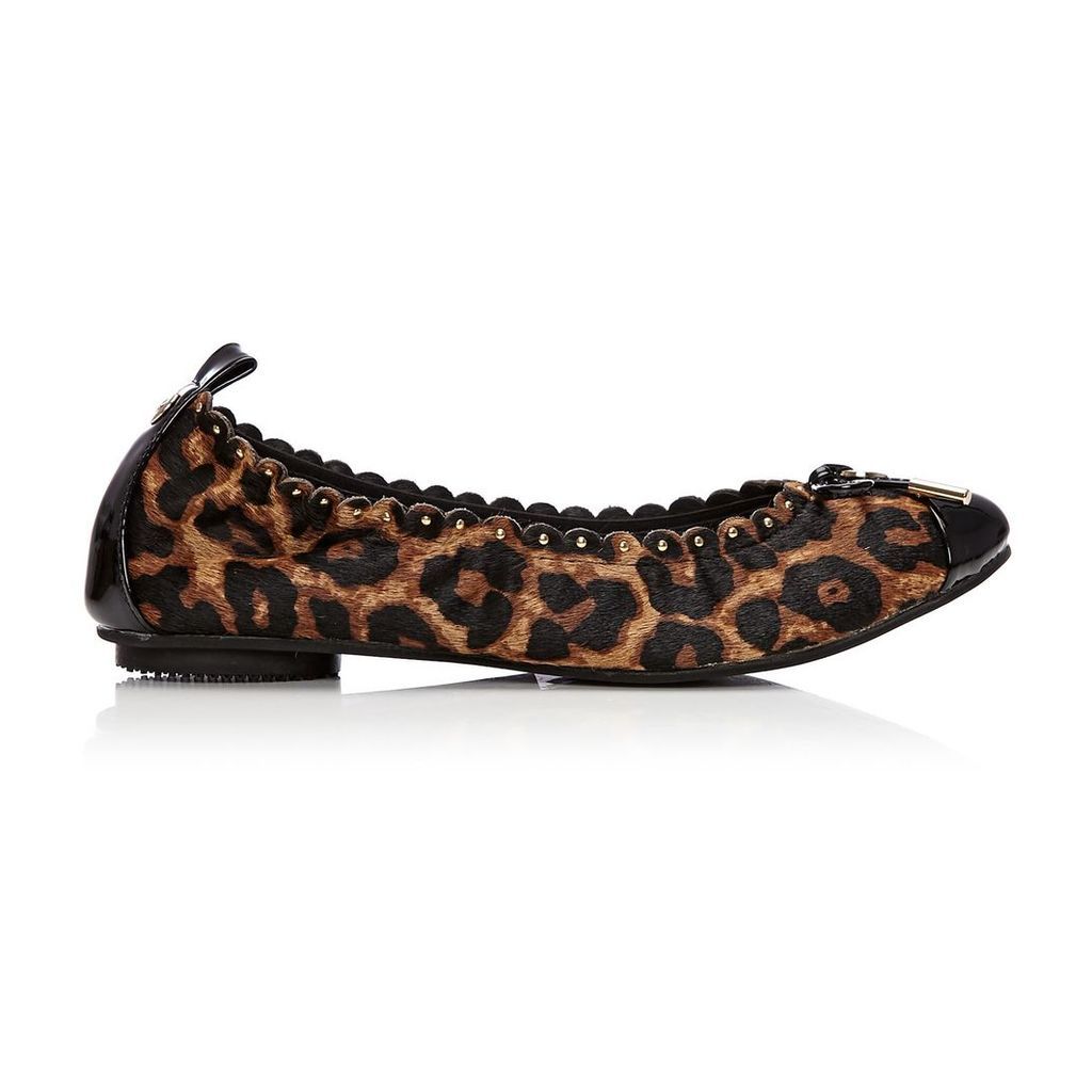 Moda in Pelle Bevel Dark Leopard Flat Casual Shoes