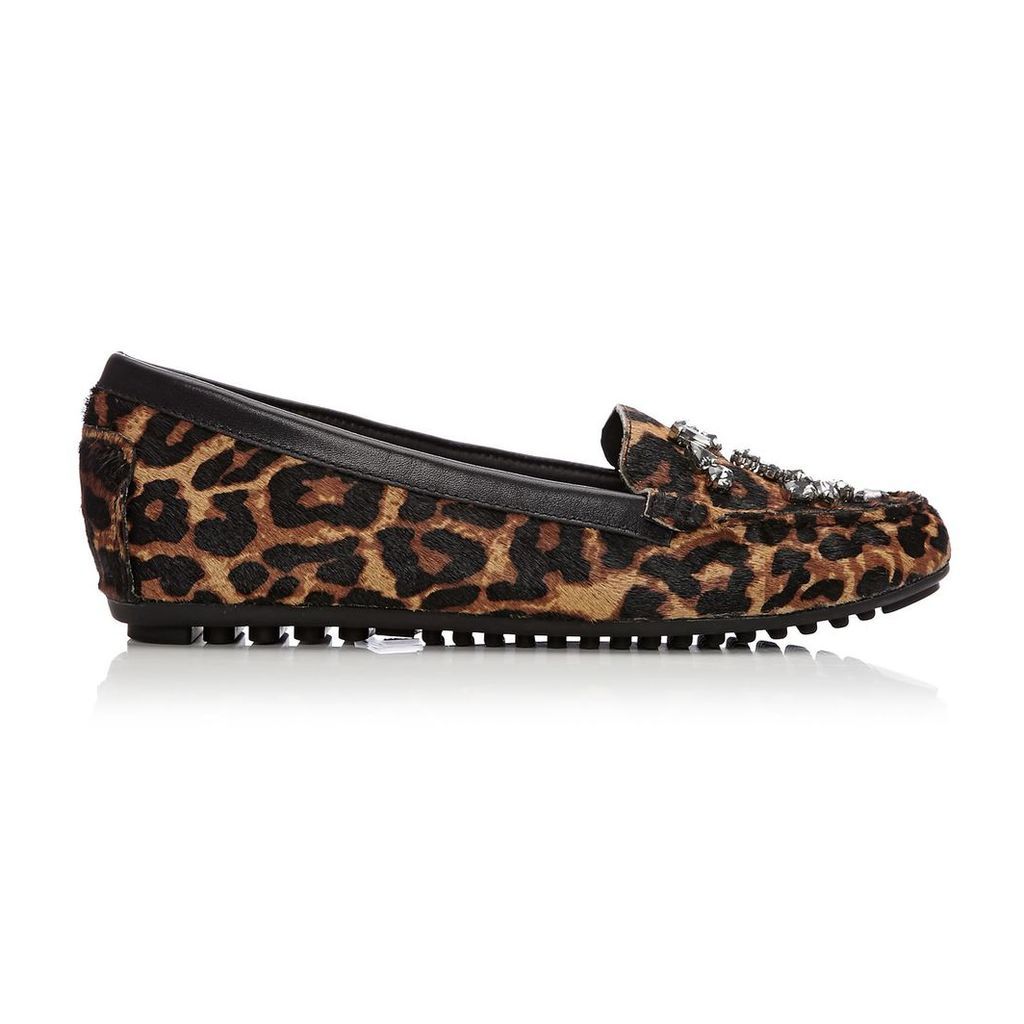 Moda in Pelle Emili Dark Leopard Flat Casual Shoes