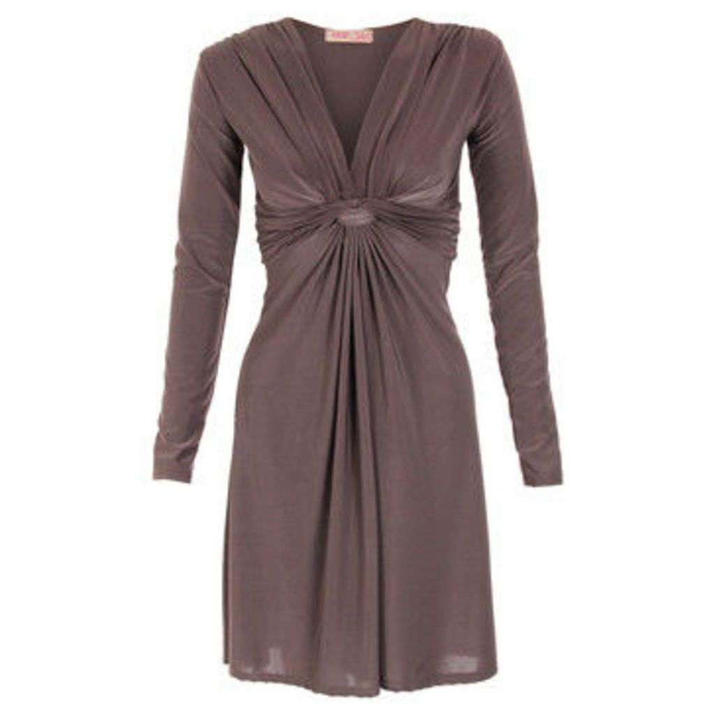 Krisp  Long Sleeved Knot Dress  women's Dress in Brown
