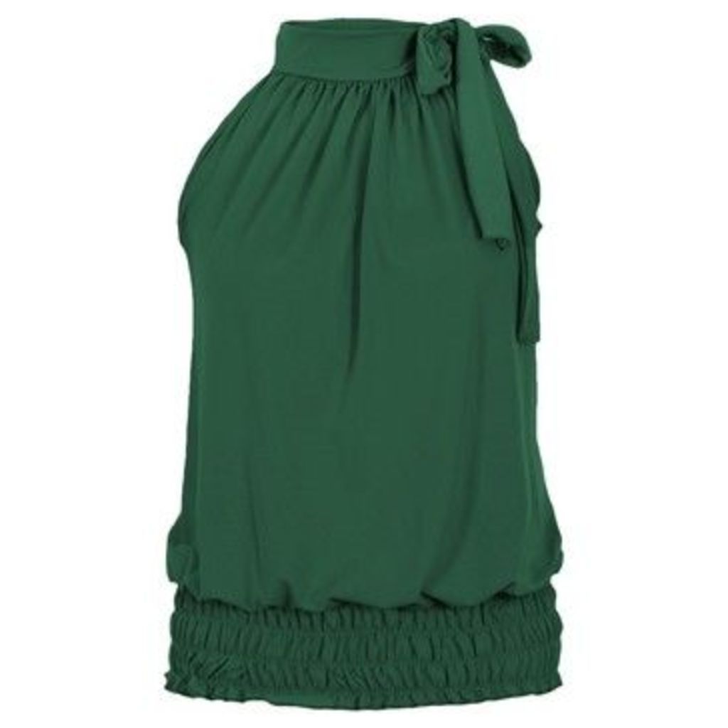 Krisp  Tie up halterneck elastic hem top{Jade}  women's Vest top in green